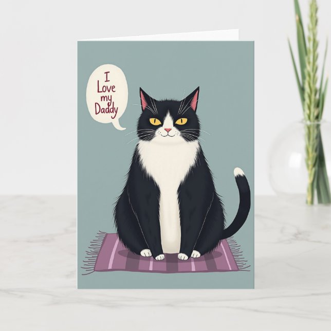 Cute Cat Sweet Fathers Day Card (Front)