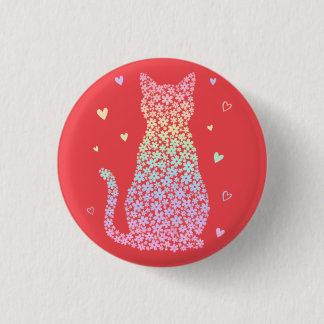  cute cat sweet rainbow hearts pastel gradient button