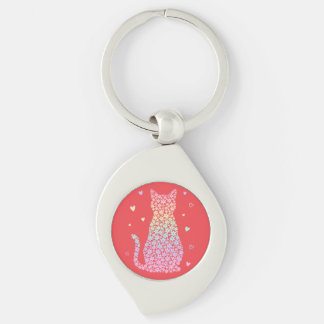  cute cat sweet rainbow hearts pastel gradient keychain