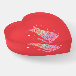  cute cat sweet rainbow hearts pastel gradient paperweight