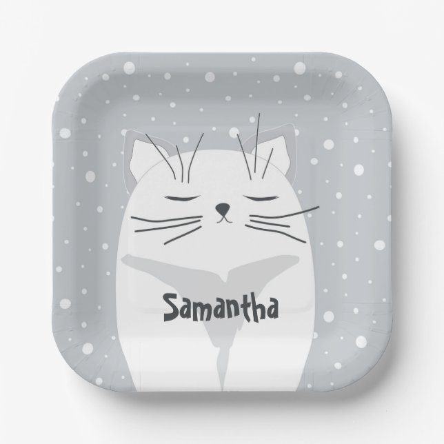 Cute cat, symbol of 2023. paper plates (Front)