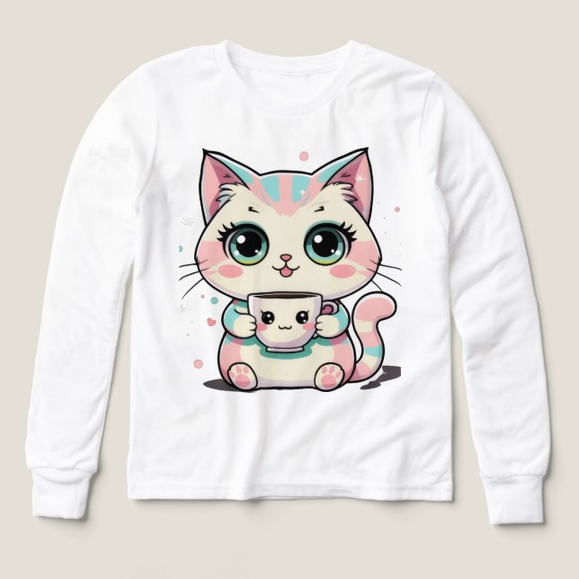 Cute Cat T-Shirt – Perfect for Cat Lovers Tri-Blend Shirts (Design Front)