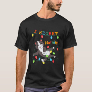 Cute Cat Tangled in Christmas Lights Funny I Regre T-Shirt