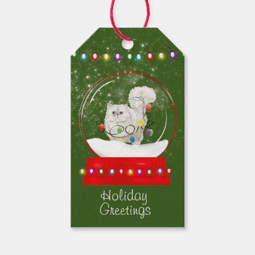 Cute Cat Tangled in Christmas Lights Gift Tags