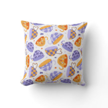 Cute Cat & Tea Pattern Pillow