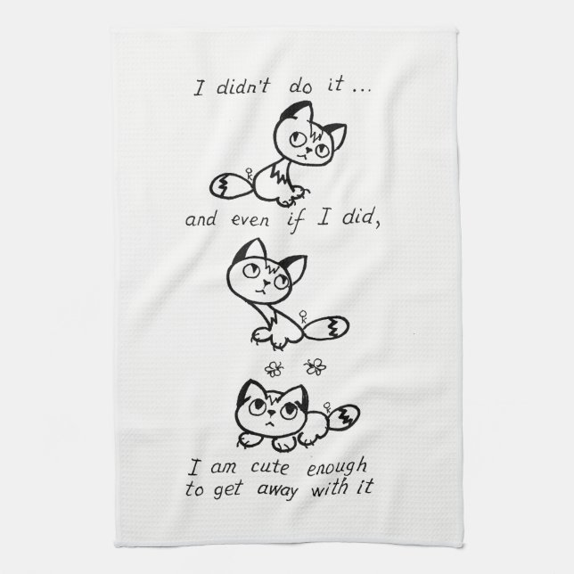 Cute Cat Tea Towel (Vertical)