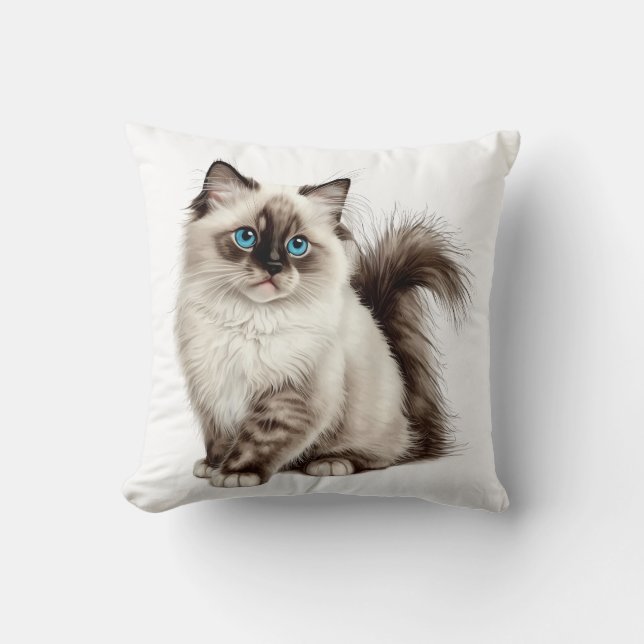 Cute Cat Tee Cat Mom Cat Dad Throw Pillow (Front)
