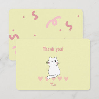 Cute Cat Thank You Birthday Party Card