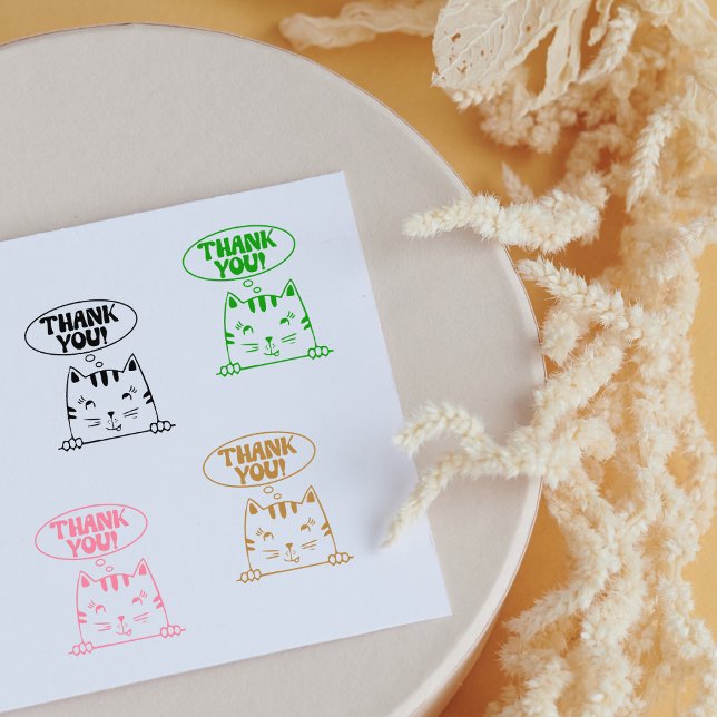 Cute Cat Thank You, Small Business  Rubber Stamp (Creator Uploaded)