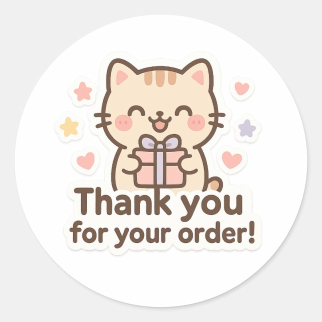 Cute Cat Thank You Sticker (Front)