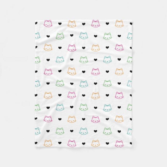 Cute Cat Theme Fleece Blanket (Front)