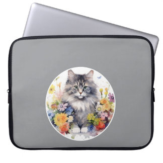 Cute Cat Theme, Your Pet Photo Laptop Sleeve