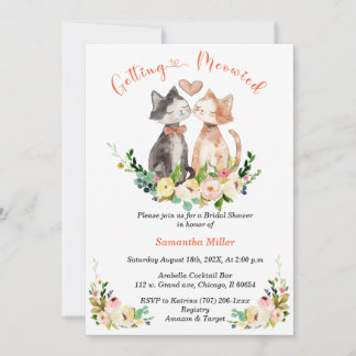 Cute Cat-Themed Bridal Shower Invitation
