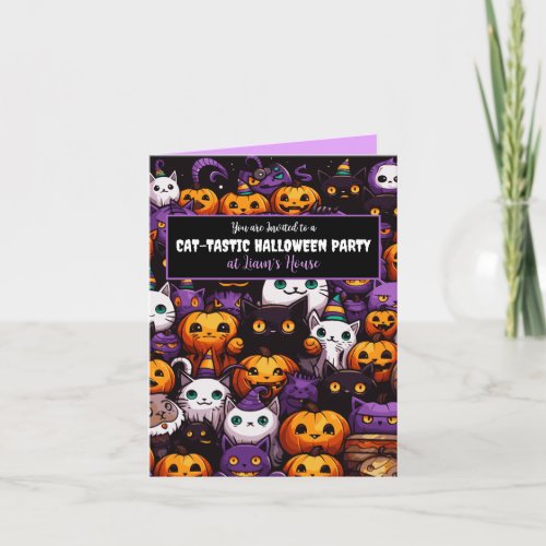 Cute Cat Themed Halloween Party  Invitation