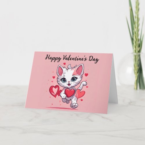 Cute Cat Themed Valentines Day Card