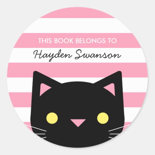 Cute Cat  This Book Belongs To Classic Round Sticker