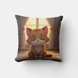 Cute cat throw pillow