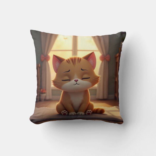 Cute cat throw pillow (Front)