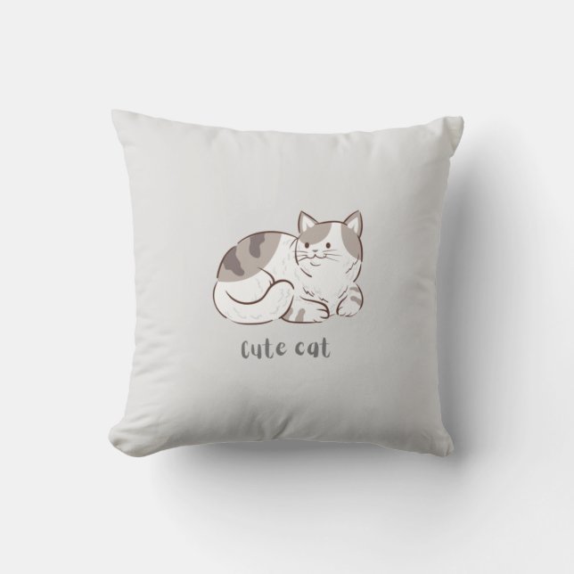 Cute Cat Throw Pillow (Front)