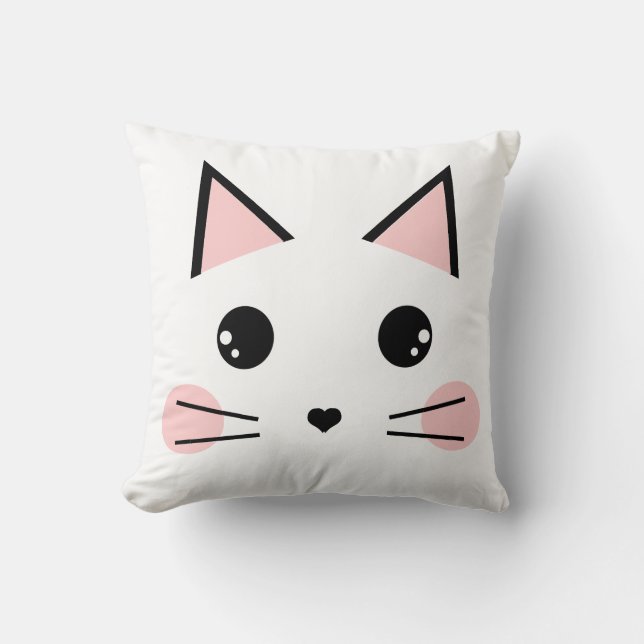 Cute Cat Throw Pillow (Front)