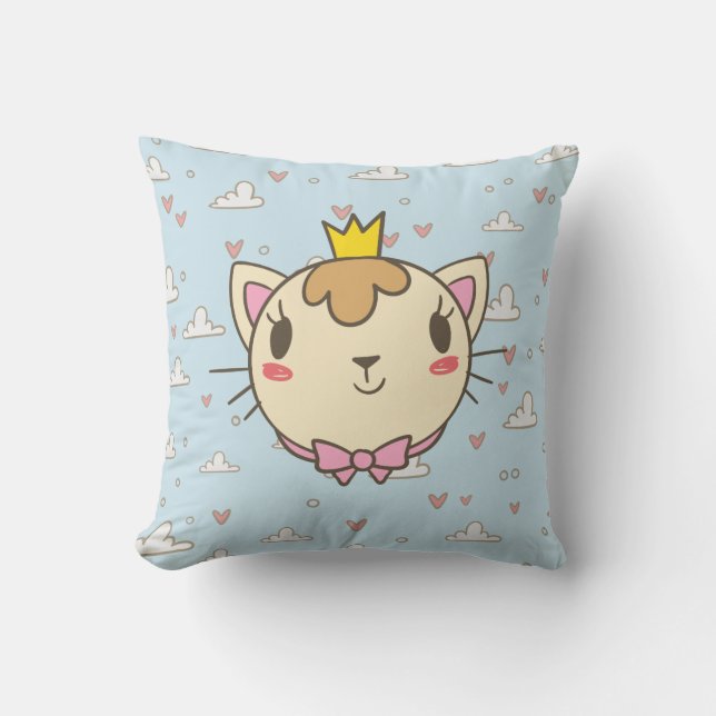 Cute Cat Throw Pillow (Front)