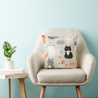 cute cat throw pillow