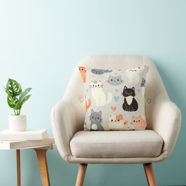 cute cat throw pillow (Chair)