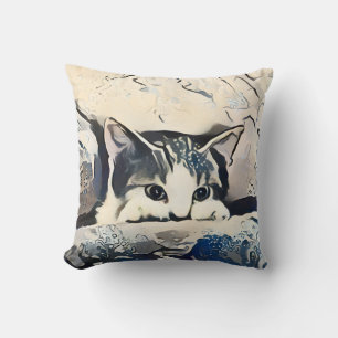 Cute cat throw pillow