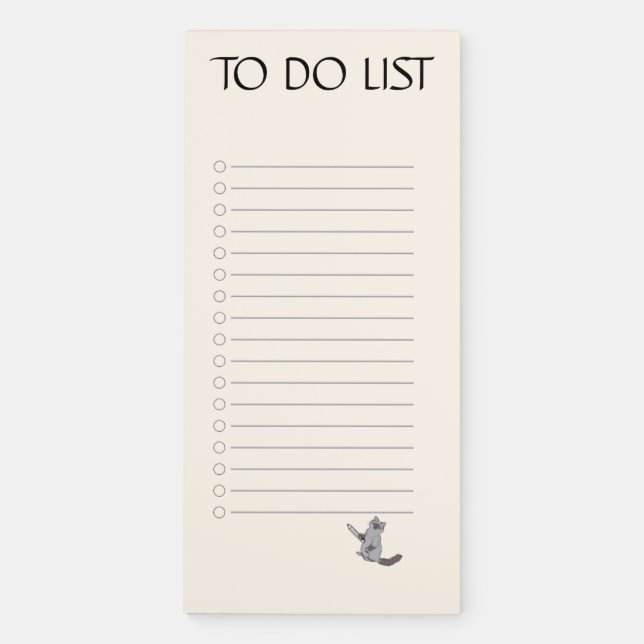 Cute Cat To- Do List Magnetic Notepad (Front)