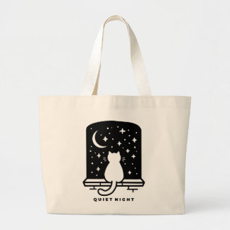Cute Cat Tote Bag Kawaii Minimal Aesthetic Everyda