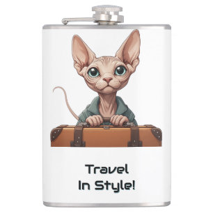 Cute Cat Traveler – Gift for Cat Lovers Flask