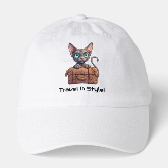 Cute Cat Traveler – Gift for Cat Lovers Hat (Front)