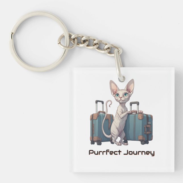 Cute Cat Traveler – Gift for Cat Lovers Keychain (Front)