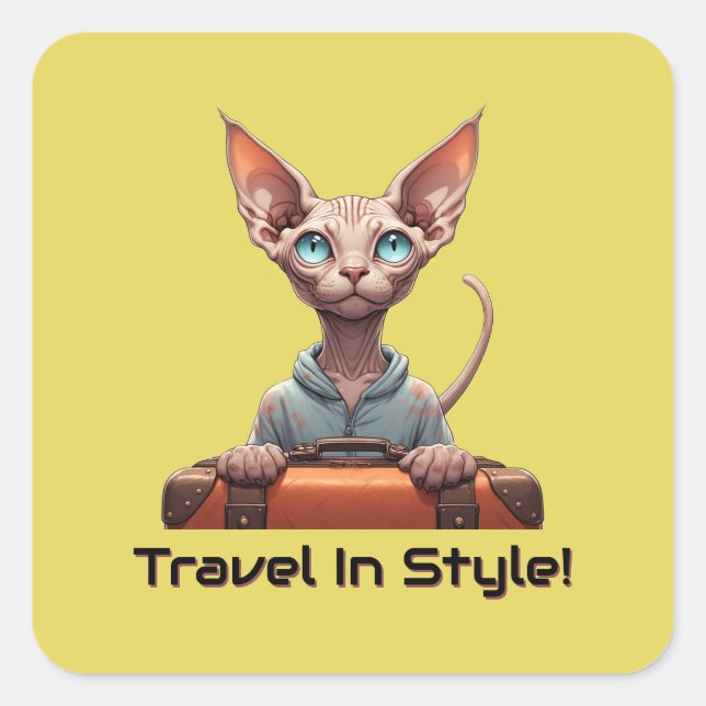 Cute Cat Traveler – Gift for Cat Lovers Square Sticker (Front)
