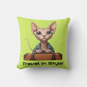 Cute Cat Traveler – Gift for Cat Lovers Throw Pillow