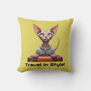 Cute Cat Traveler – Gift for Cat Lovers Throw Pillow