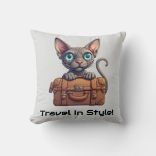 Cute Cat Traveler – Gift for Cat Lovers Throw Pillow