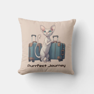 Cute Cat Traveler – Gift for Cat Lovers Throw Pillow