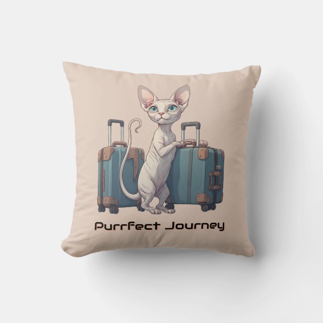 Cute Cat Traveler – Gift for Cat Lovers Throw Pillow (Front)