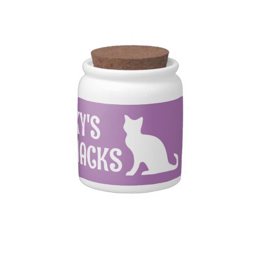 Cute cat treat jar with custom pet name and color