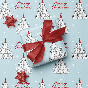 Cute Cat Tree Christmas Wrapping Paper Sheets