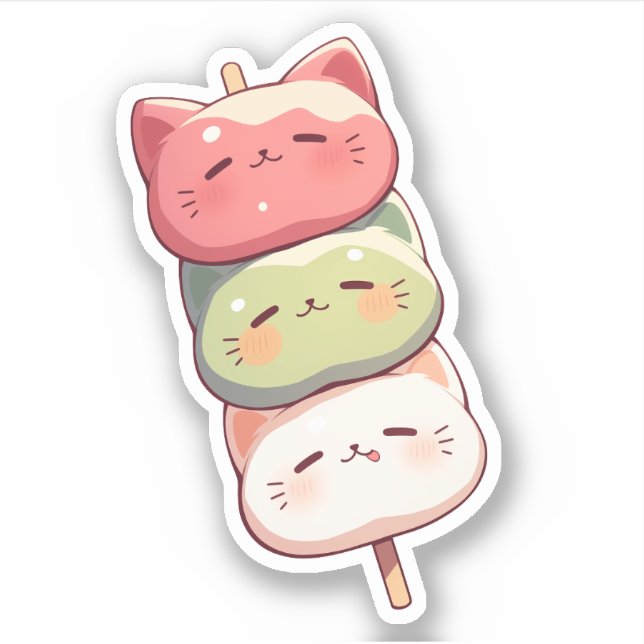 Cute Cat Tri-color Dango Sticker (Front)