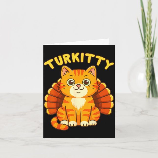 Cute Cat Turkey Funny Thanksgiving For Men Women K Card (Front)
