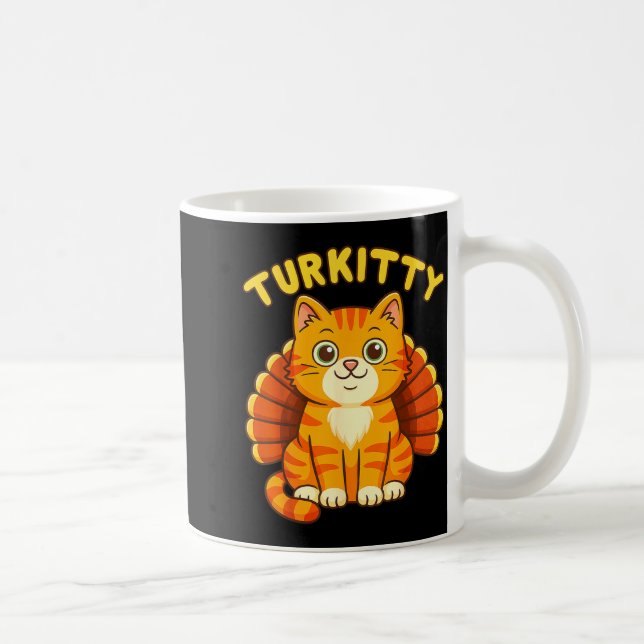 Cute Cat Turkey Funny Thanksgiving For Men Women K Coffee Mug (Right)