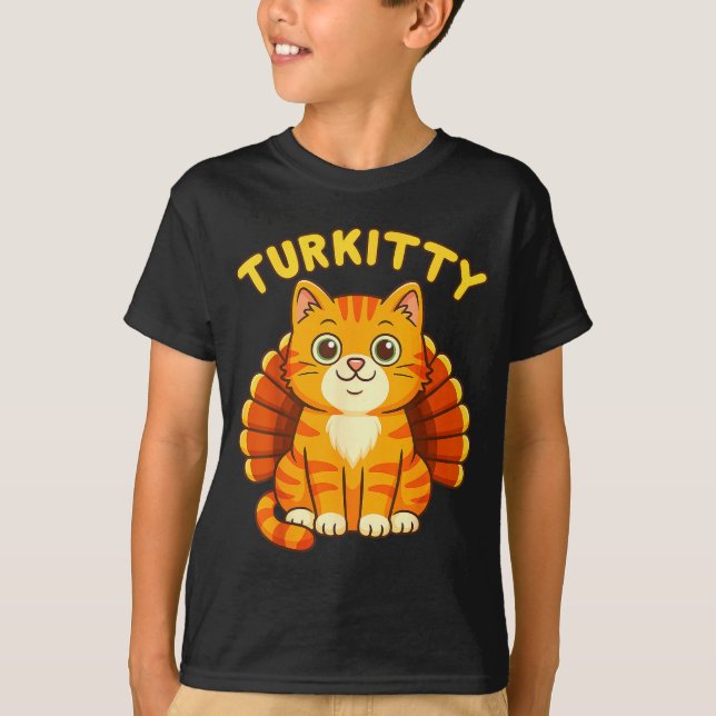 Cute Cat Turkey Funny Thanksgiving For Men Women K T-Shirt (Front)