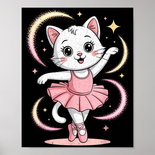 Cute Cat Tutu Ballet Dancing Ballet Poster (Front)