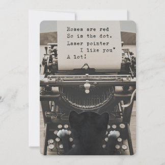 Cute Cat Typing Valentine's Poem - Holiday Card