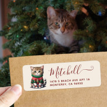 Cute Cat  Ugly Sweater Party Address  Label