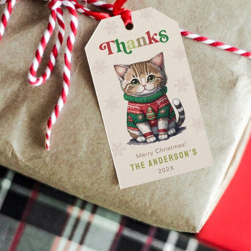 Cute Cat Ugly Sweater Party  Gift Tags