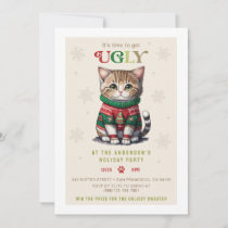 Cute Cat Ugly Sweater Party Invitation Card